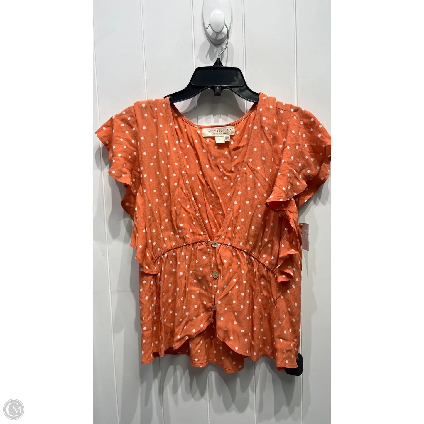 Top Short Sleeve By Saltwater Luxe In Orange & White, Size: L