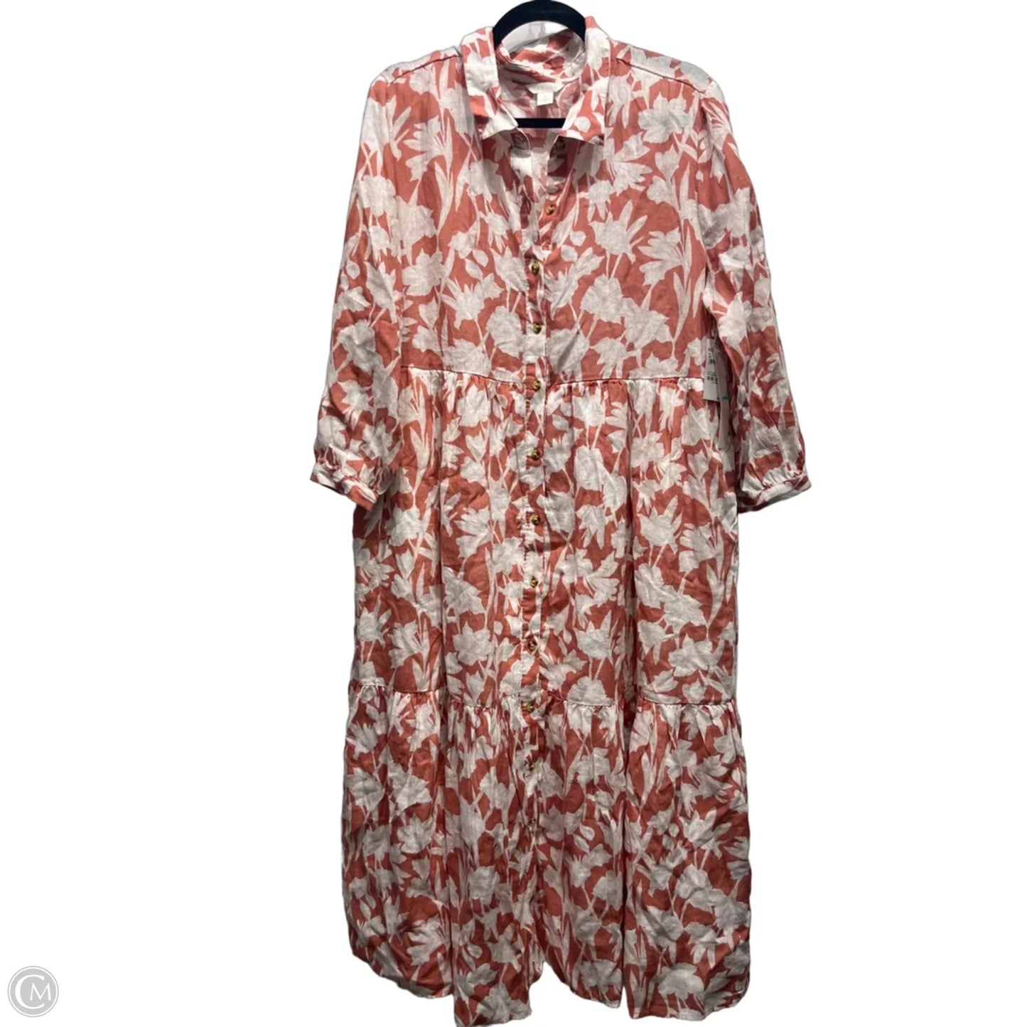 Dress Casual Midi By Caslon In Orange & White, Size: Xl