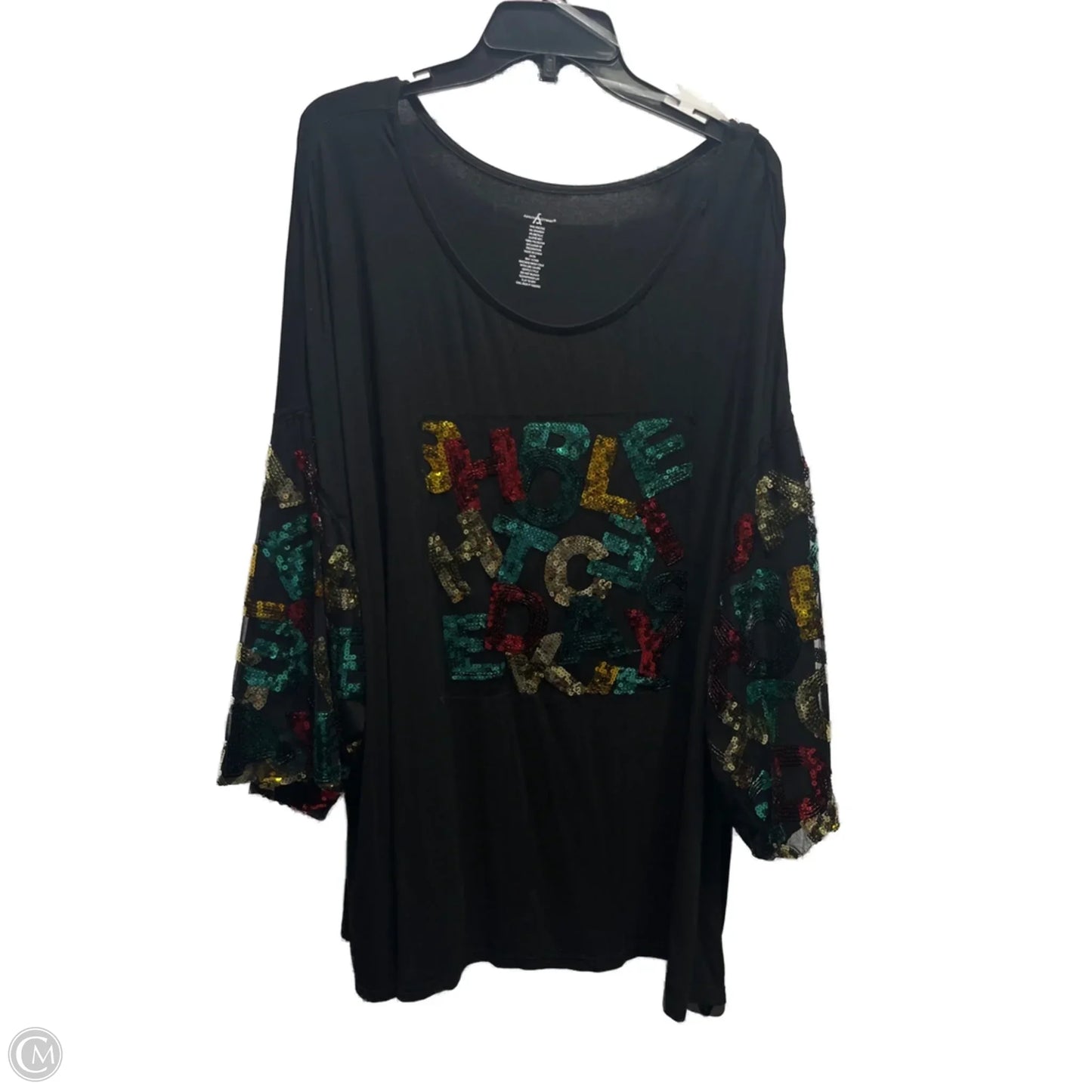 Top Long Sleeve By Ashley Stewart In Black, Size: 4x