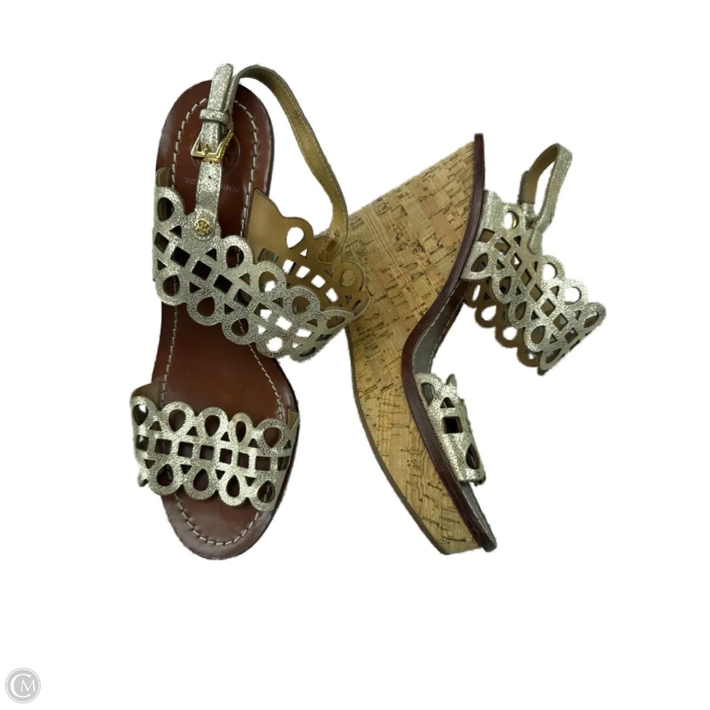 Sandals Designer By Tory Burch In Gold & Tan, Size: 7