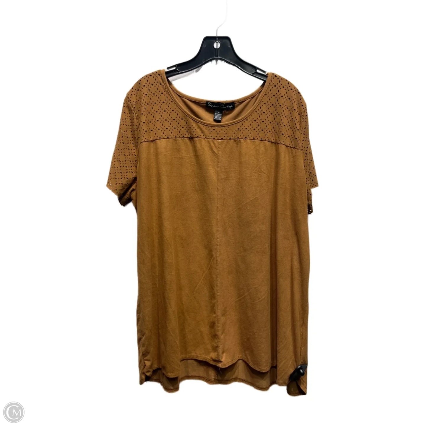 Top Short Sleeve By French Laundry In Tan, Size: 1x