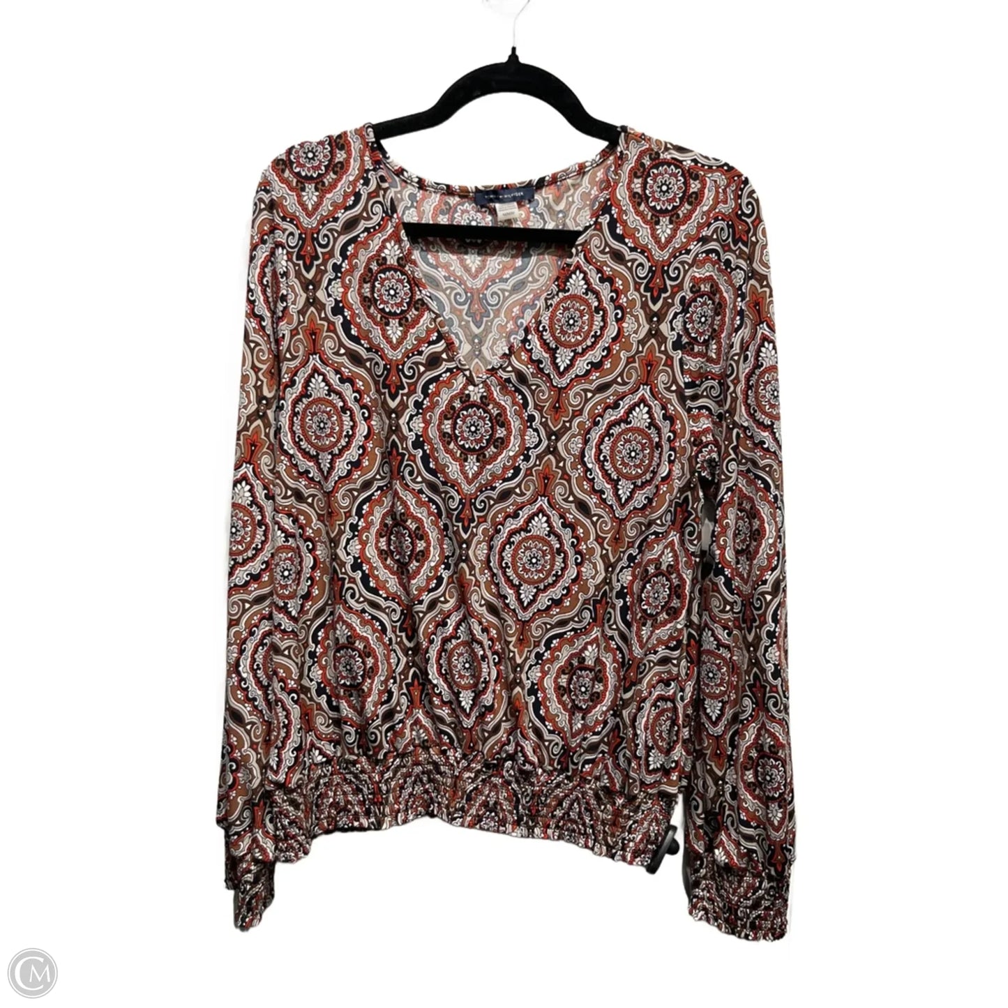 Top Long Sleeve By Tommy Hilfiger In Red & Tan, Size: M