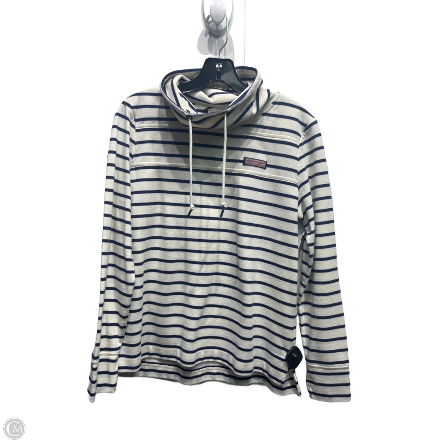 Sweatshirt Collar By Vineyard Vines In Blue & Cream, Size: S