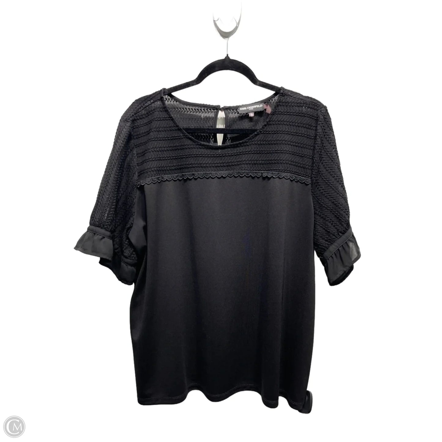 Top Short Sleeve Designer By Karl Lagerfeld In Black, Size: Xl