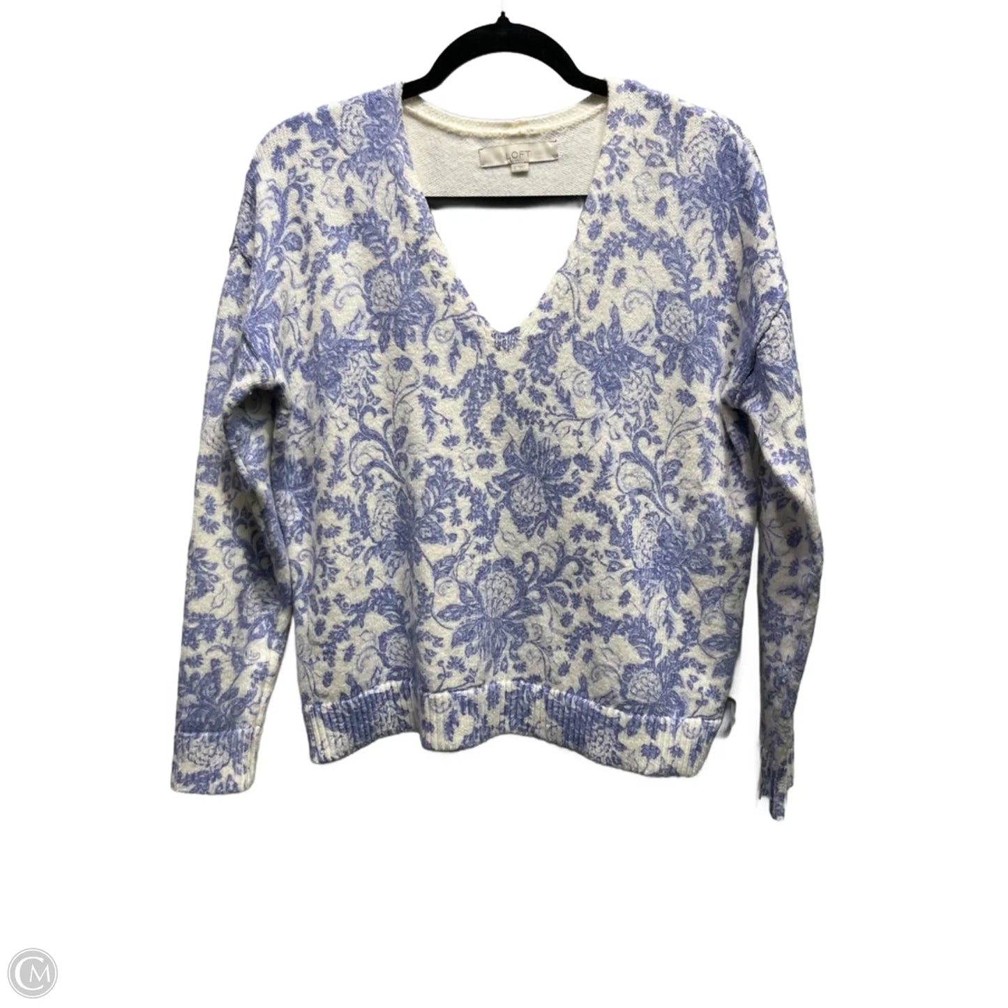 Sweater By Loft In Blue & White, Size: S