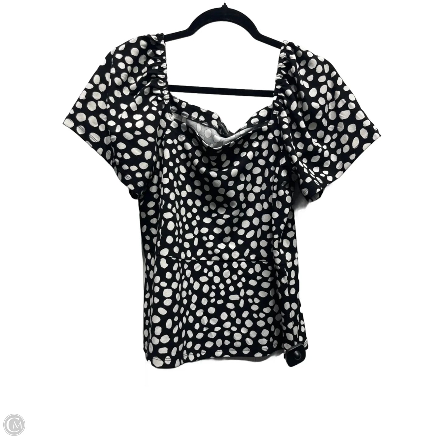 Top Short Sleeve By Ann Taylor In Black & White, Size: M