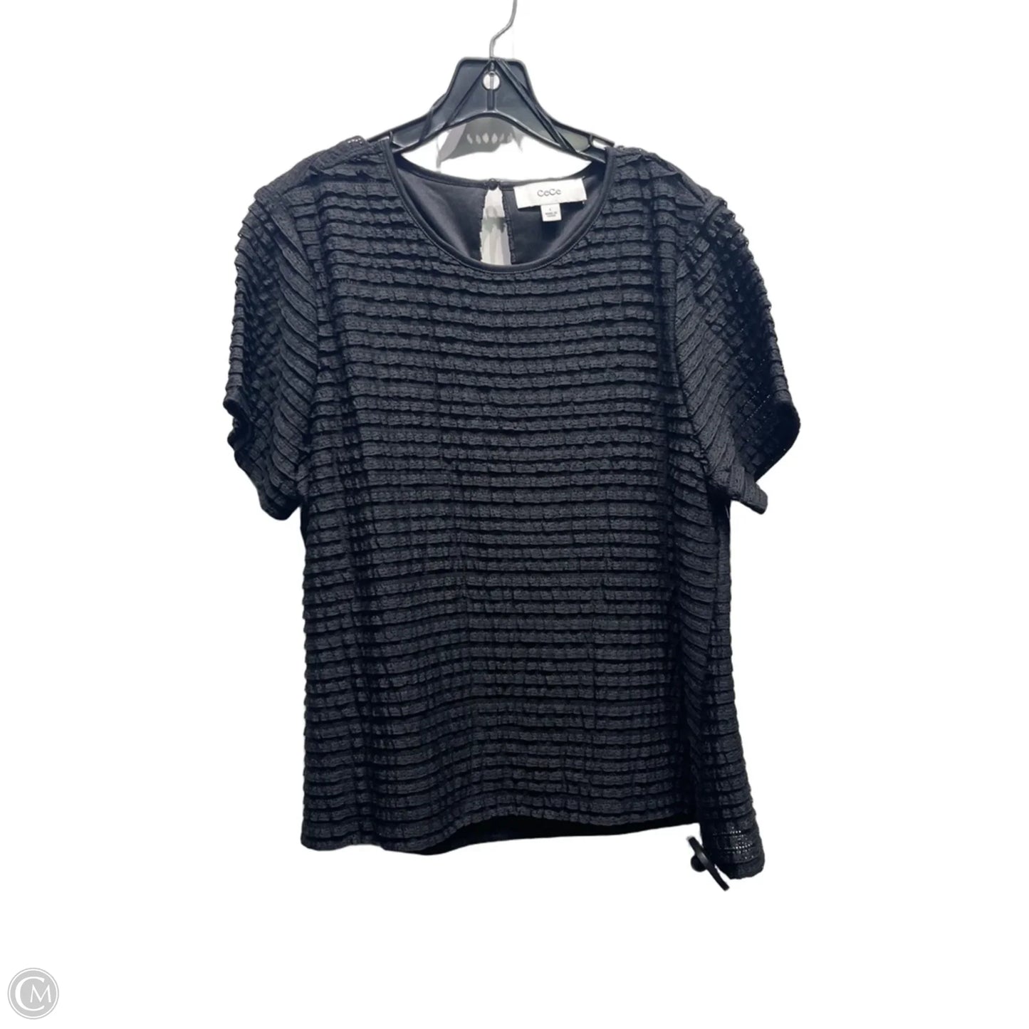 Top Short Sleeve By Cece In Black, Size: L