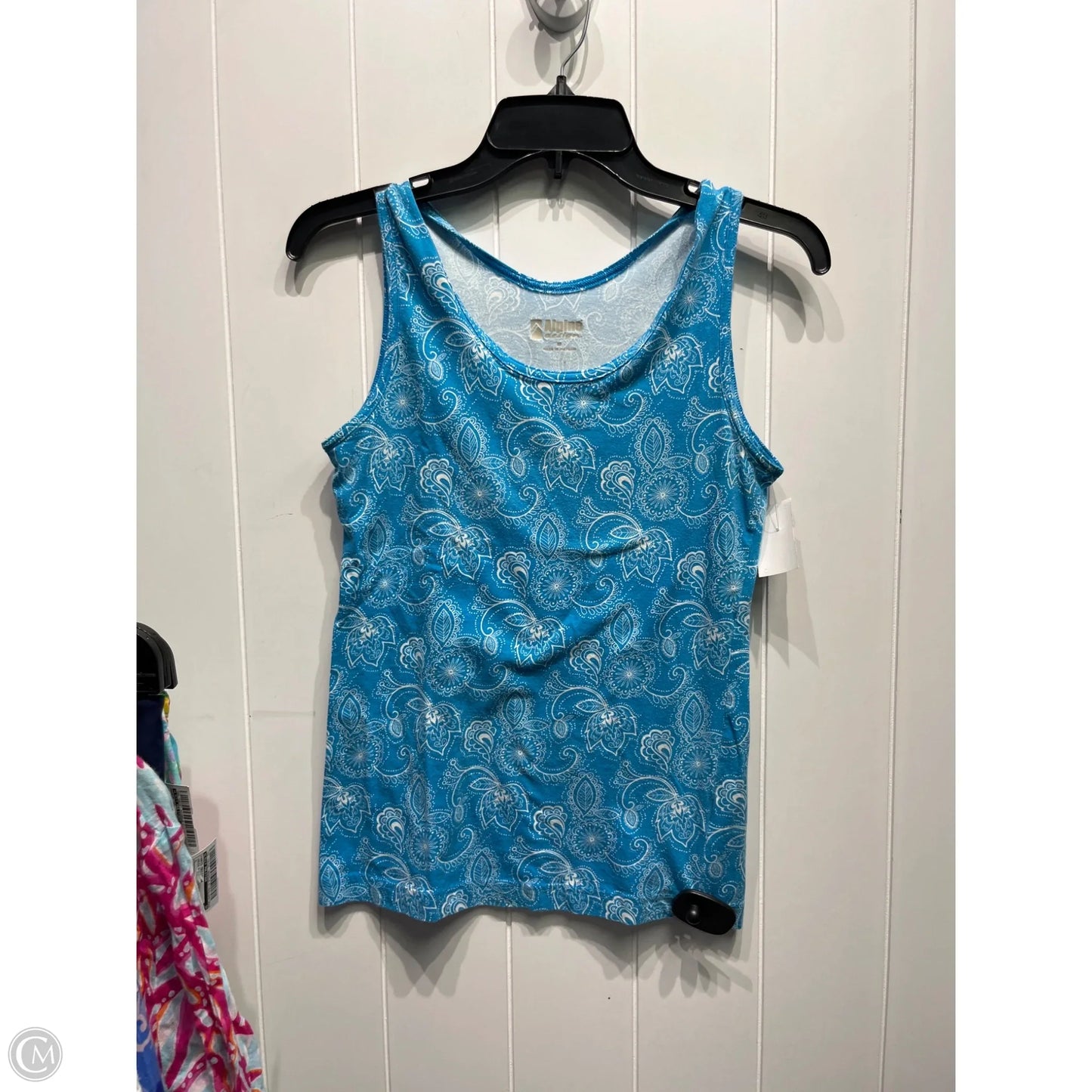 Top Sleeveless By alpine In Blue & White, Size: M