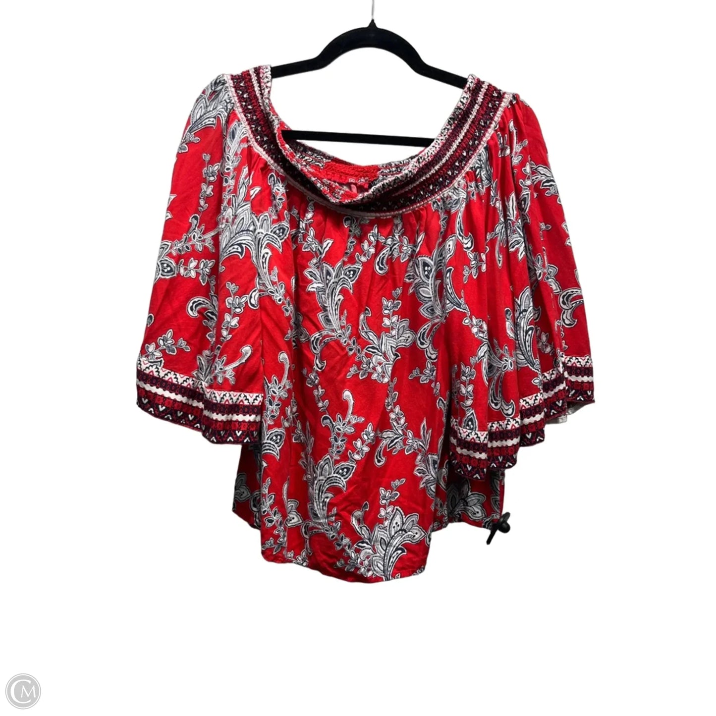Top Short Sleeve By Venus In Red & White, Size: 12