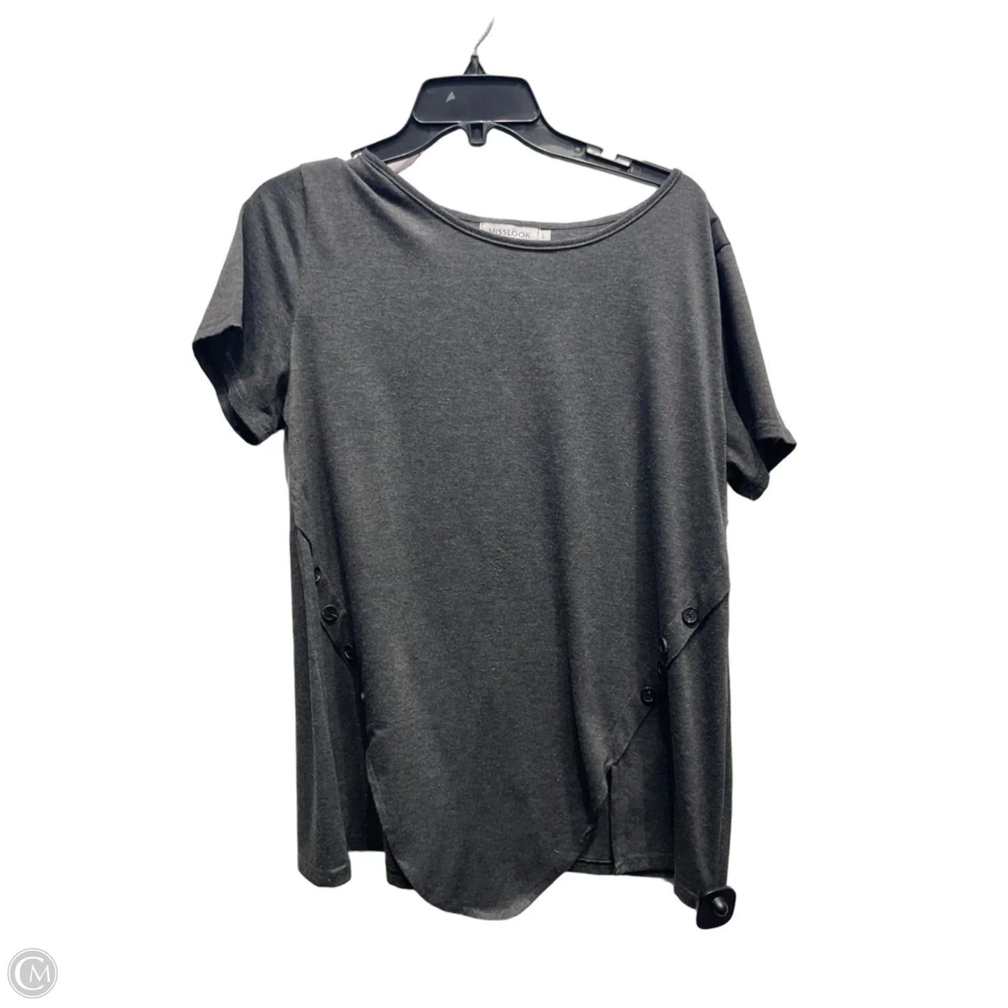 Top Short Sleeve By Misslook In Grey, Size: L