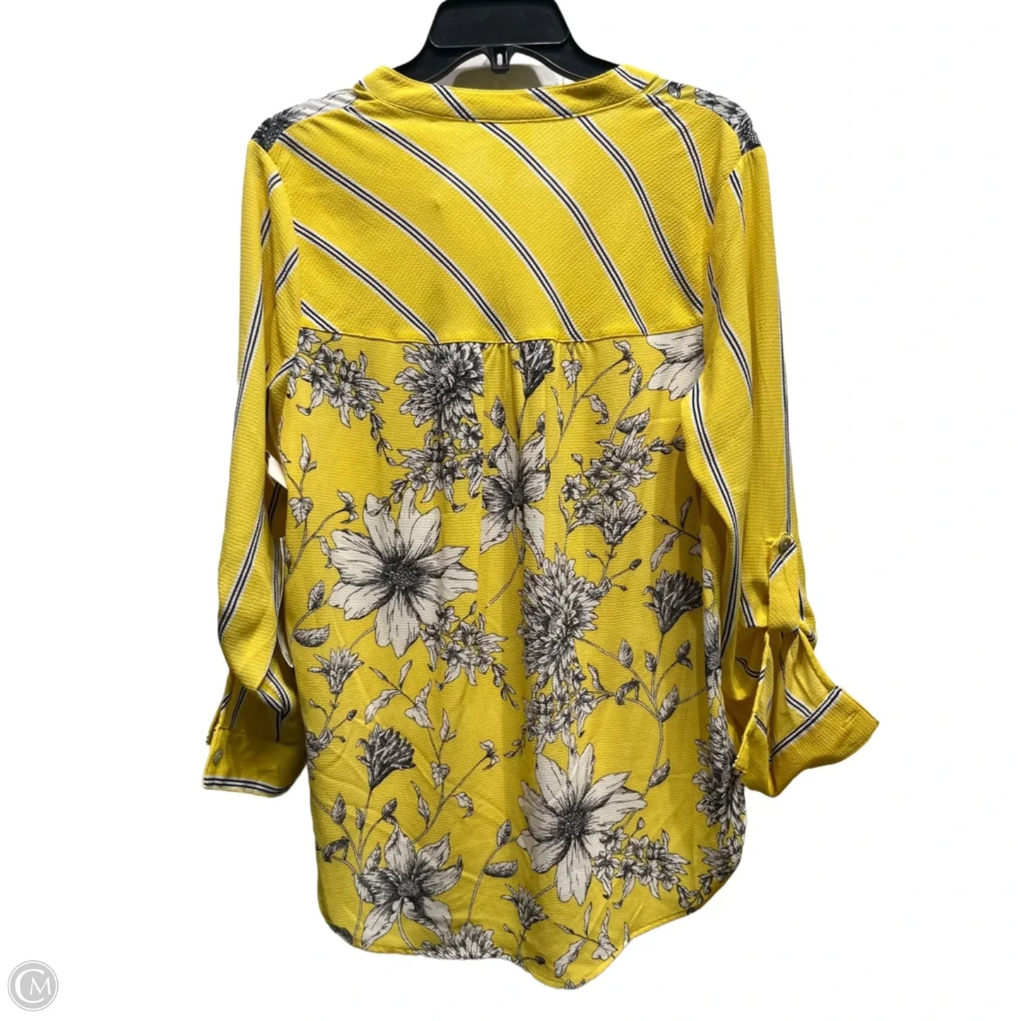 Top Long Sleeve By Figuero & Flower In Blue & Yellow, Size: M