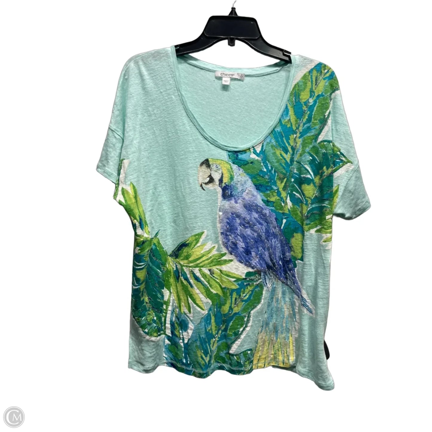 Top Short Sleeve By Chicos In Green, Size: L