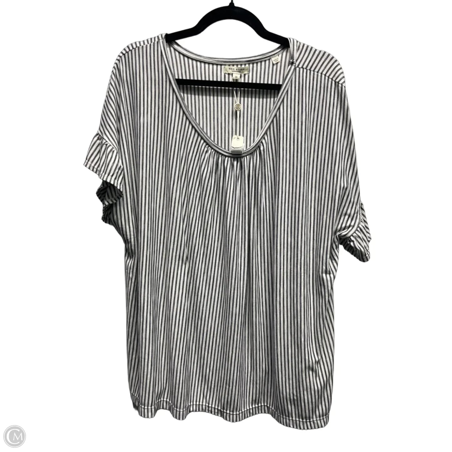 Top Short Sleeve By Max Studio In Black & White, Size: 1x