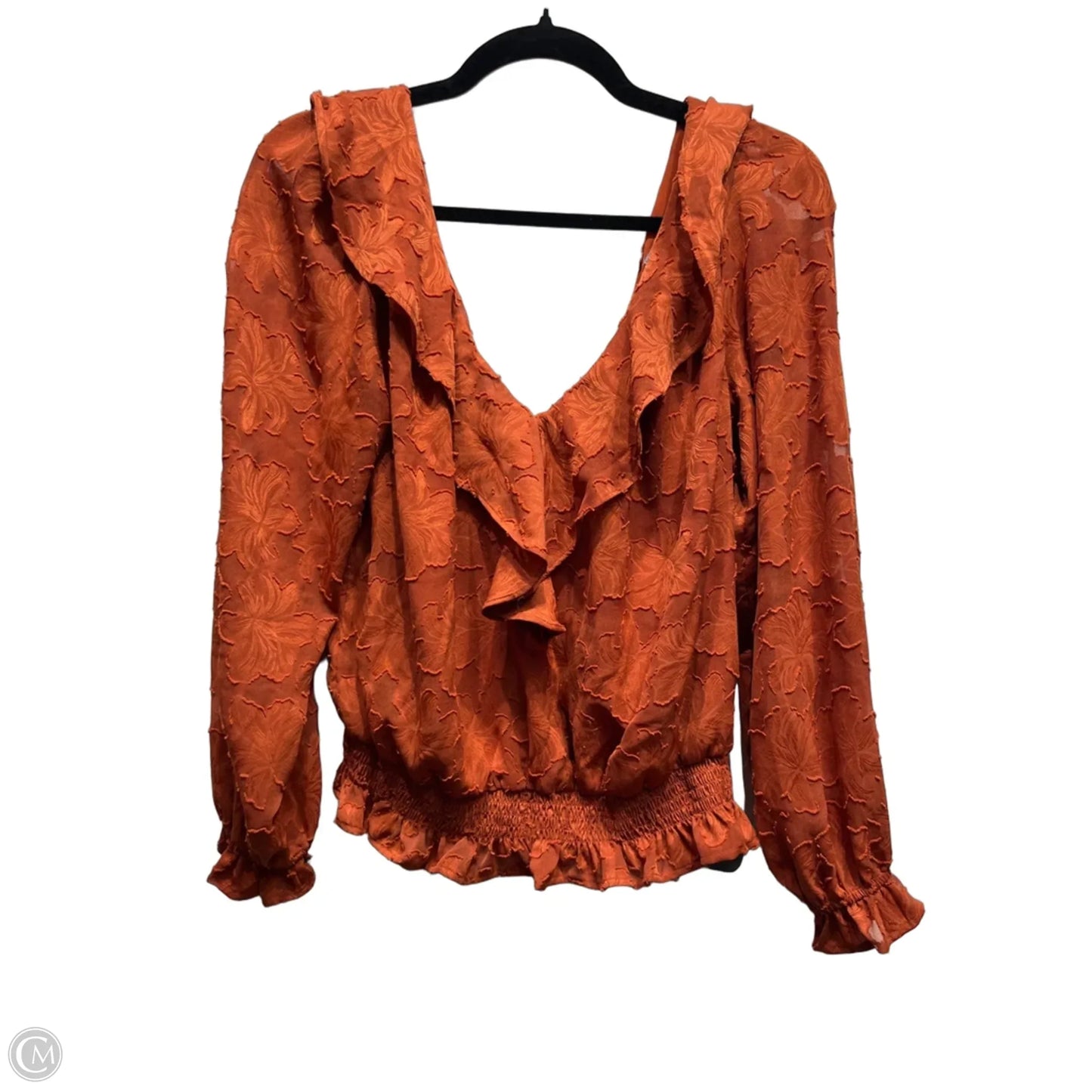 Top Long Sleeve By Anthropologie In Orange, Size: M