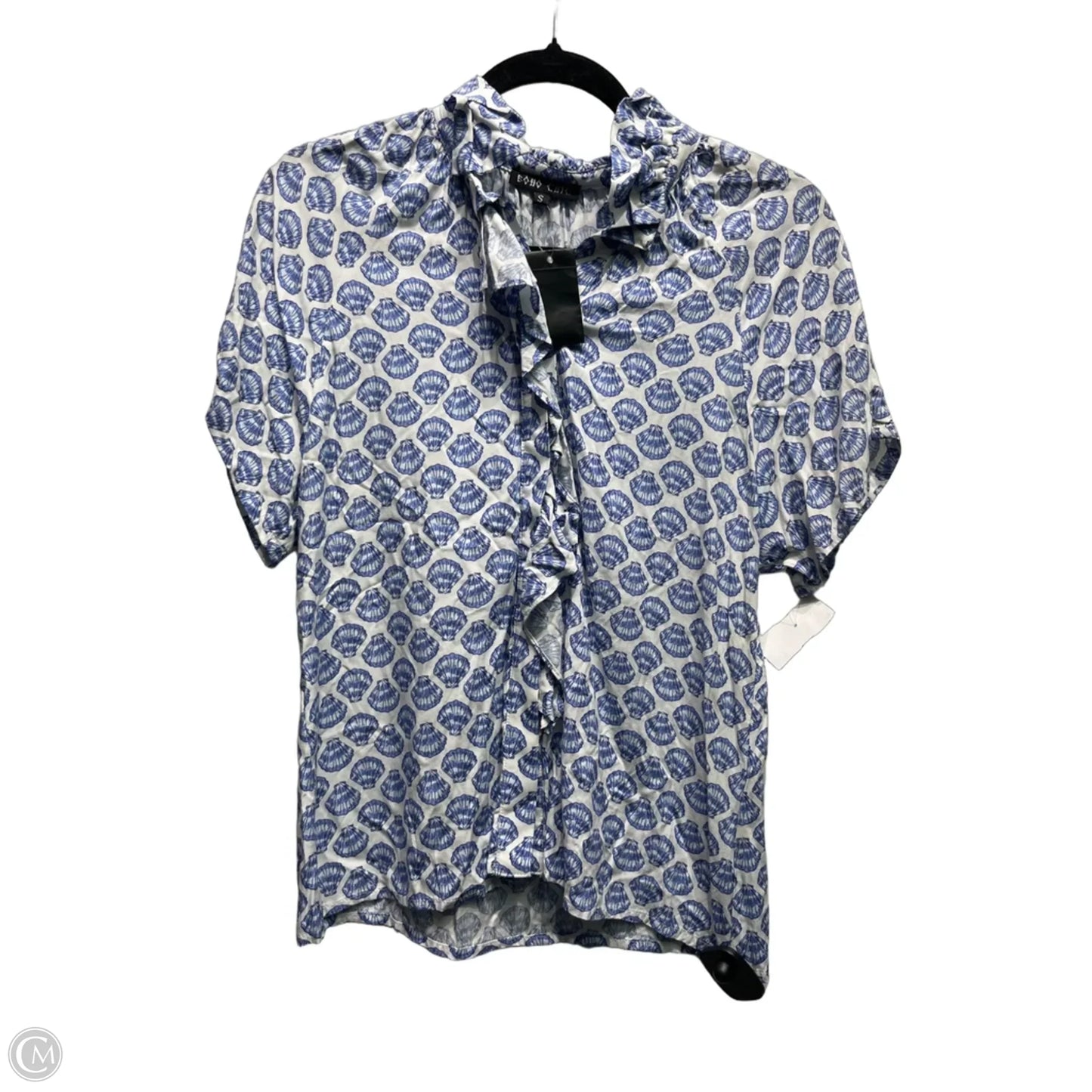 Top Short Sleeve By Clothes Mentor In Blue & White, Size: S