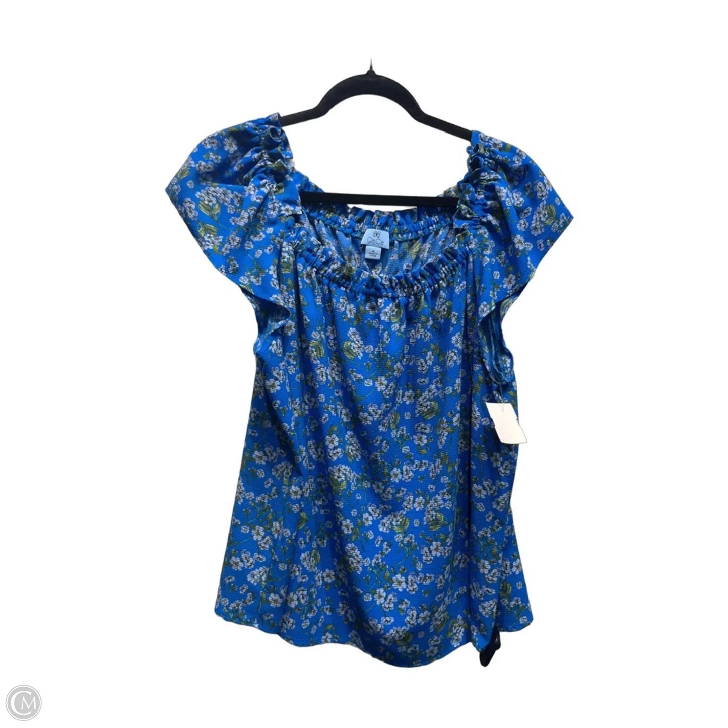 Top Short Sleeve By Cece In Blue & Green, Size: Xl