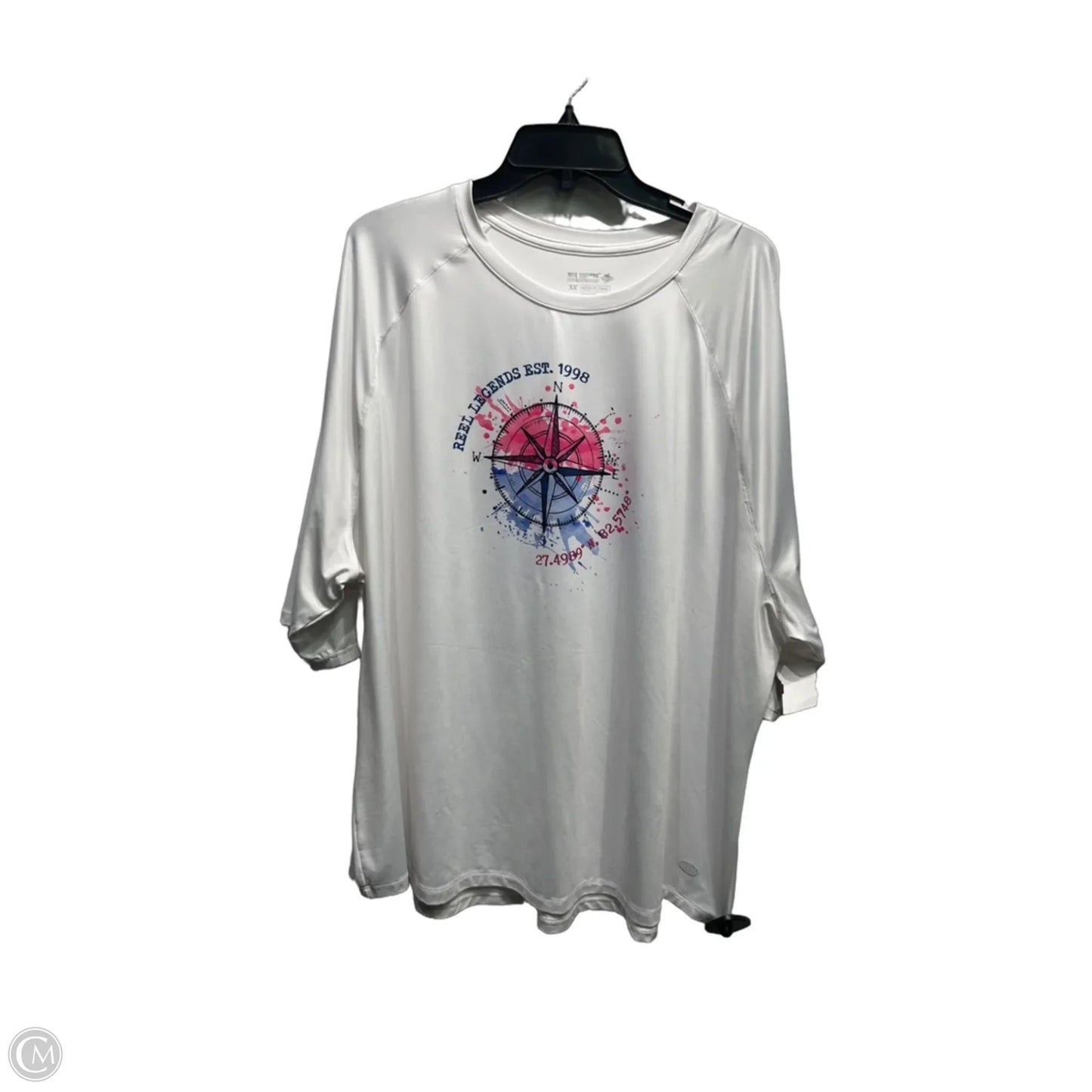 Top Short Sleeve By Reel Legends In White, Size: 3x