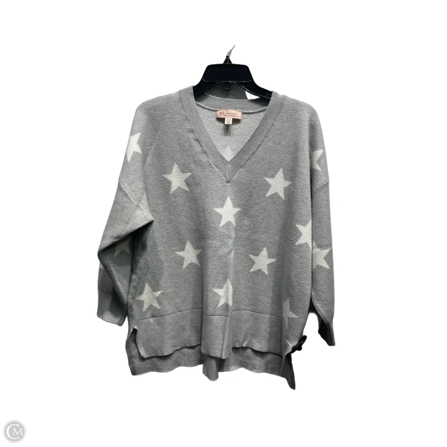 Sweater By Philosophy In Grey & White, Size: 2x