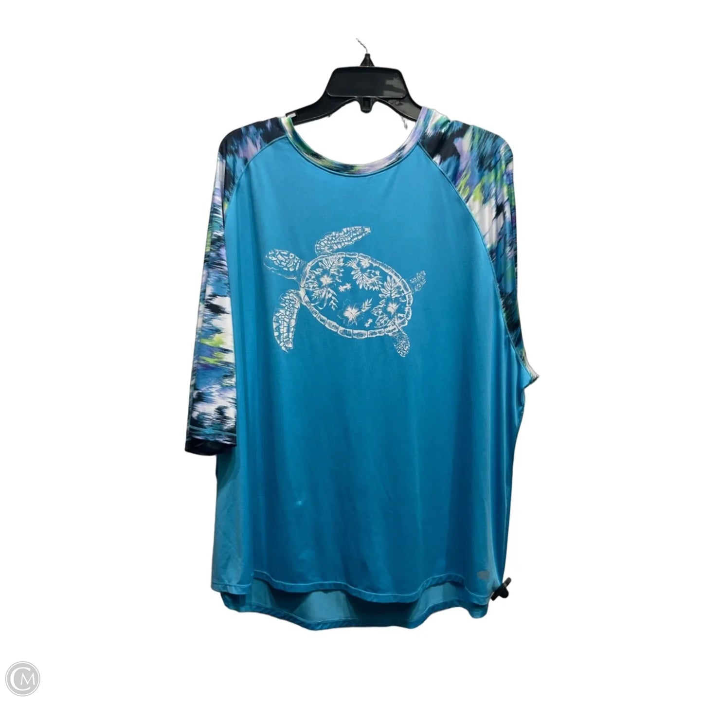 Top Short Sleeve By Reel Legends In Blue & Purple, Size: 3x