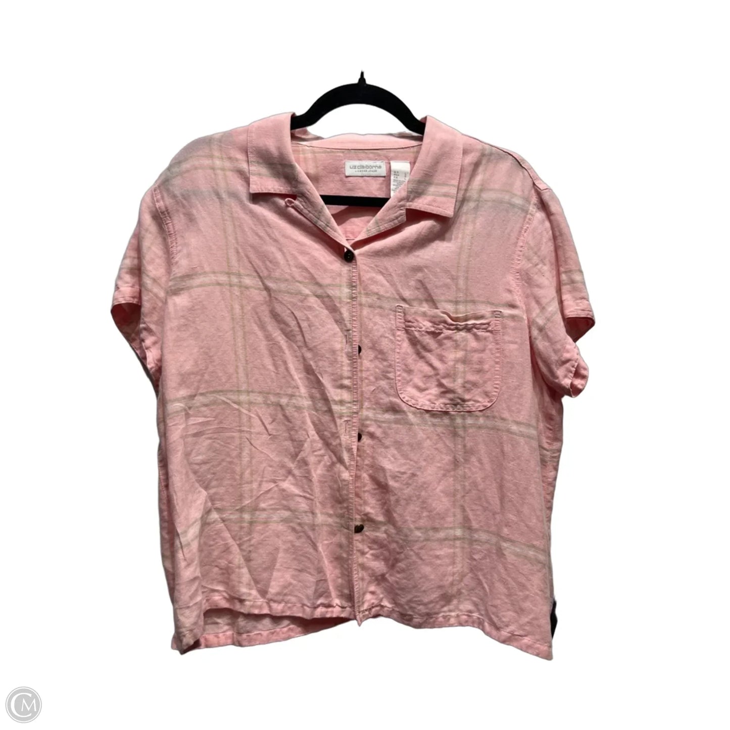 Top Short Sleeve By Liz Claiborne In Pink & Tan, Size: L