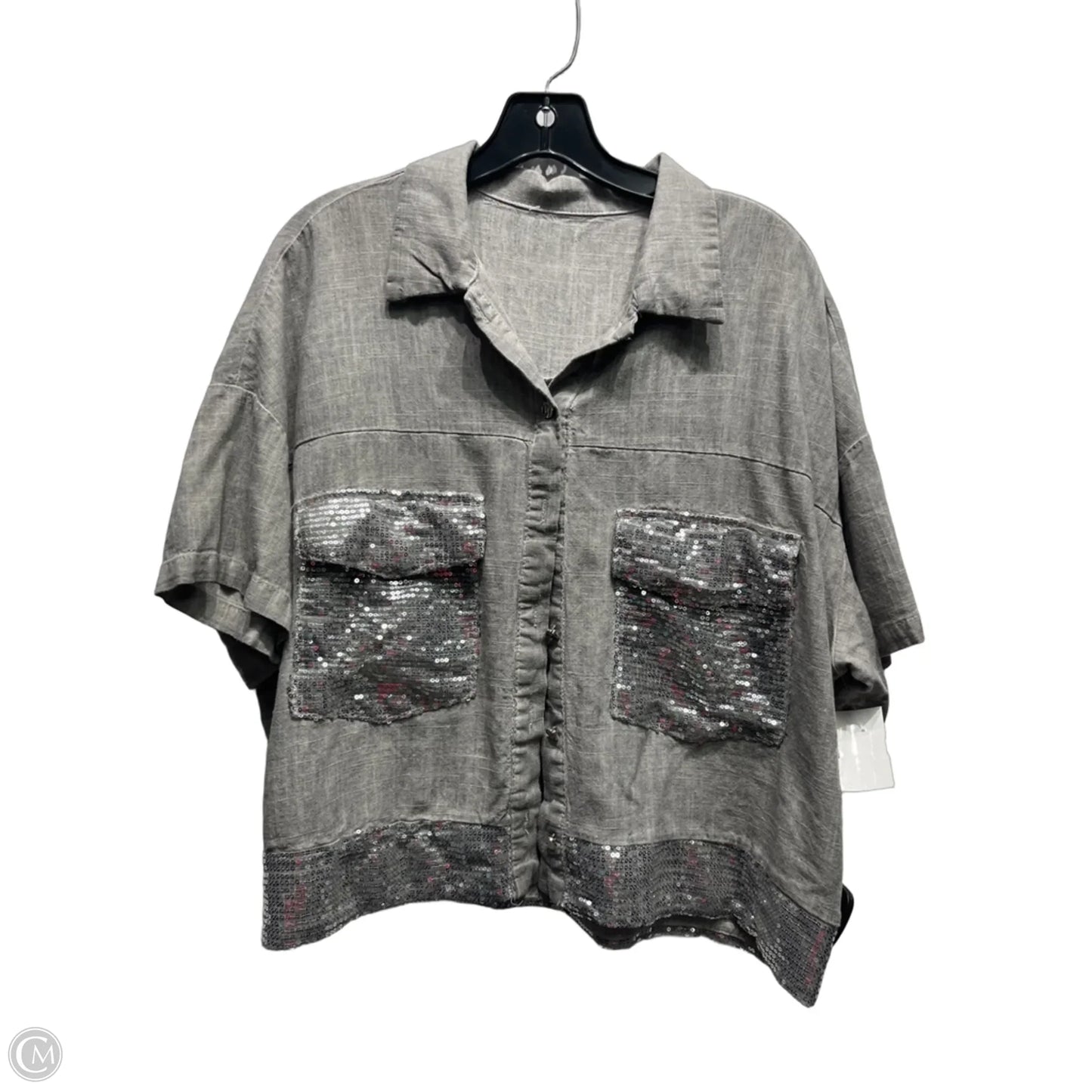 Top Short Sleeve By M Made In Italy In Grey, Size: L