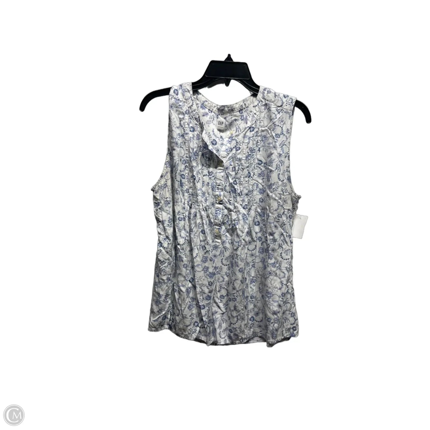 Top Sleeveless By Gap In Blue & White, Size: Xl