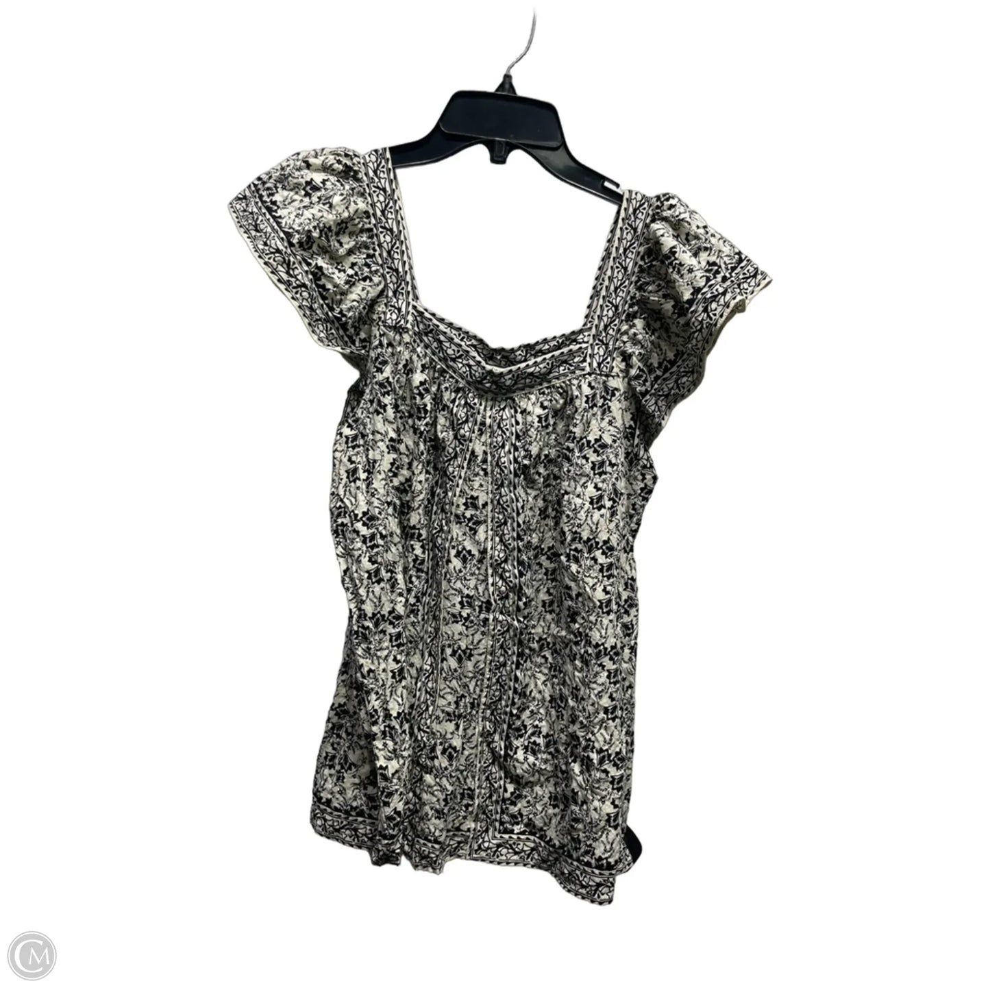 Top Short Sleeve By Max Studio In Black & Cream, Size: L