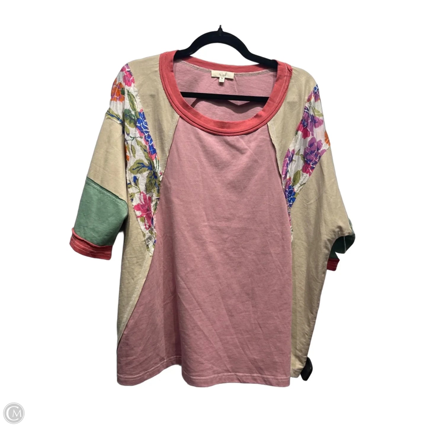 Top Short Sleeve By Easel In Green & Tan, Size: M
