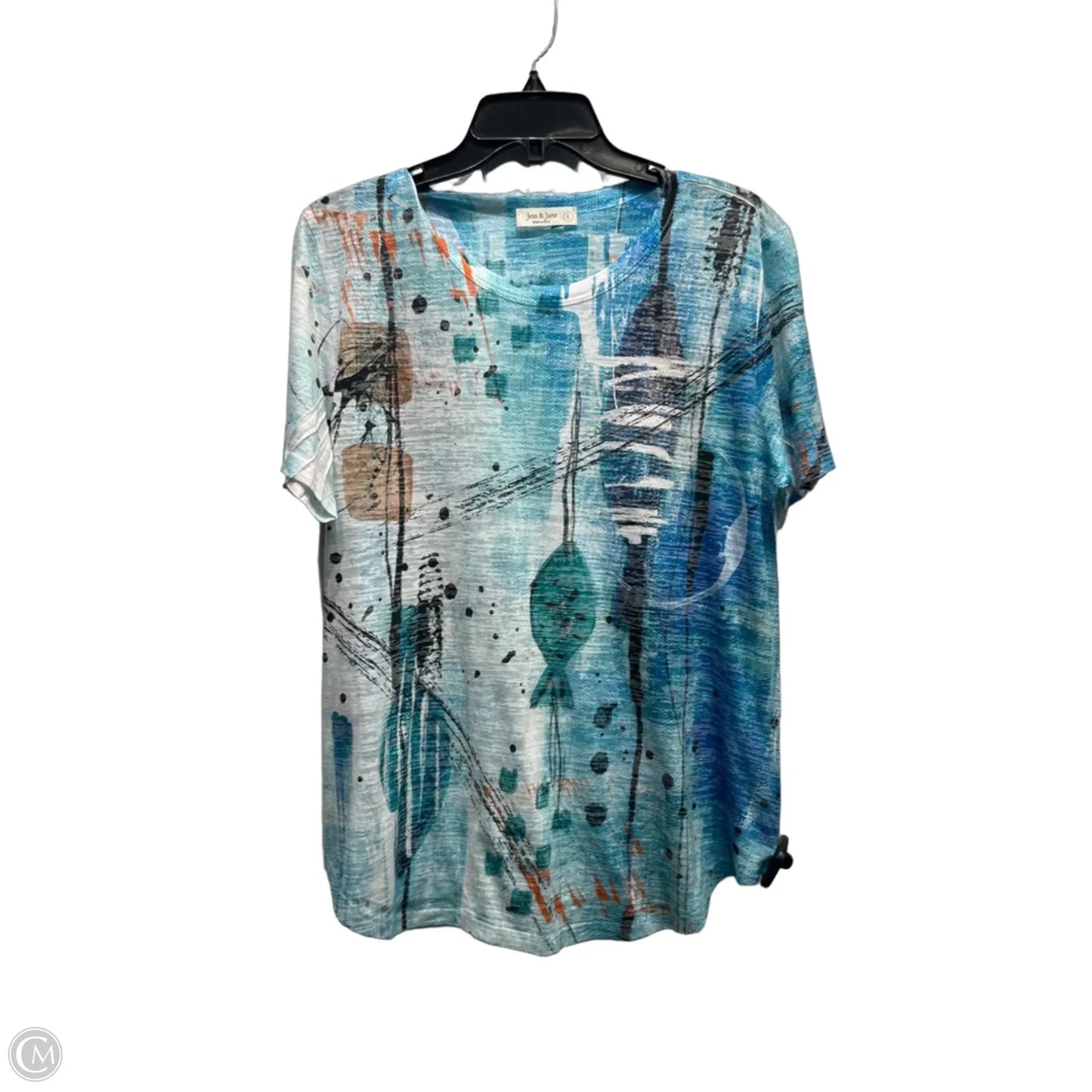 Top Short Sleeve By Jess And Jane In Blue & Green, Size: L