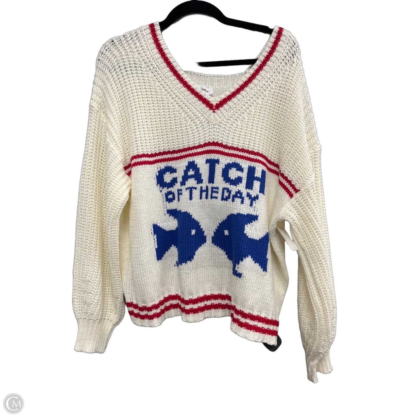 Sweater By Ee Some In Blue & Red & White, Size: S