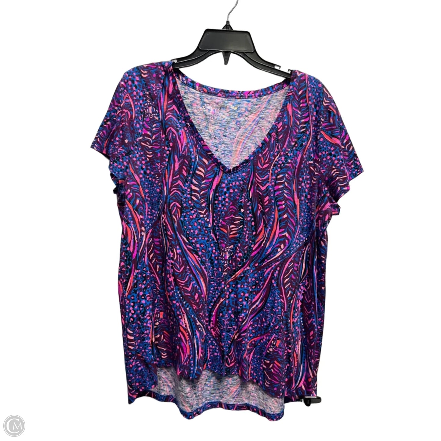 Top Short Sleeve Designer By Lilly Pulitzer In Pink & Purple, Size: Xl