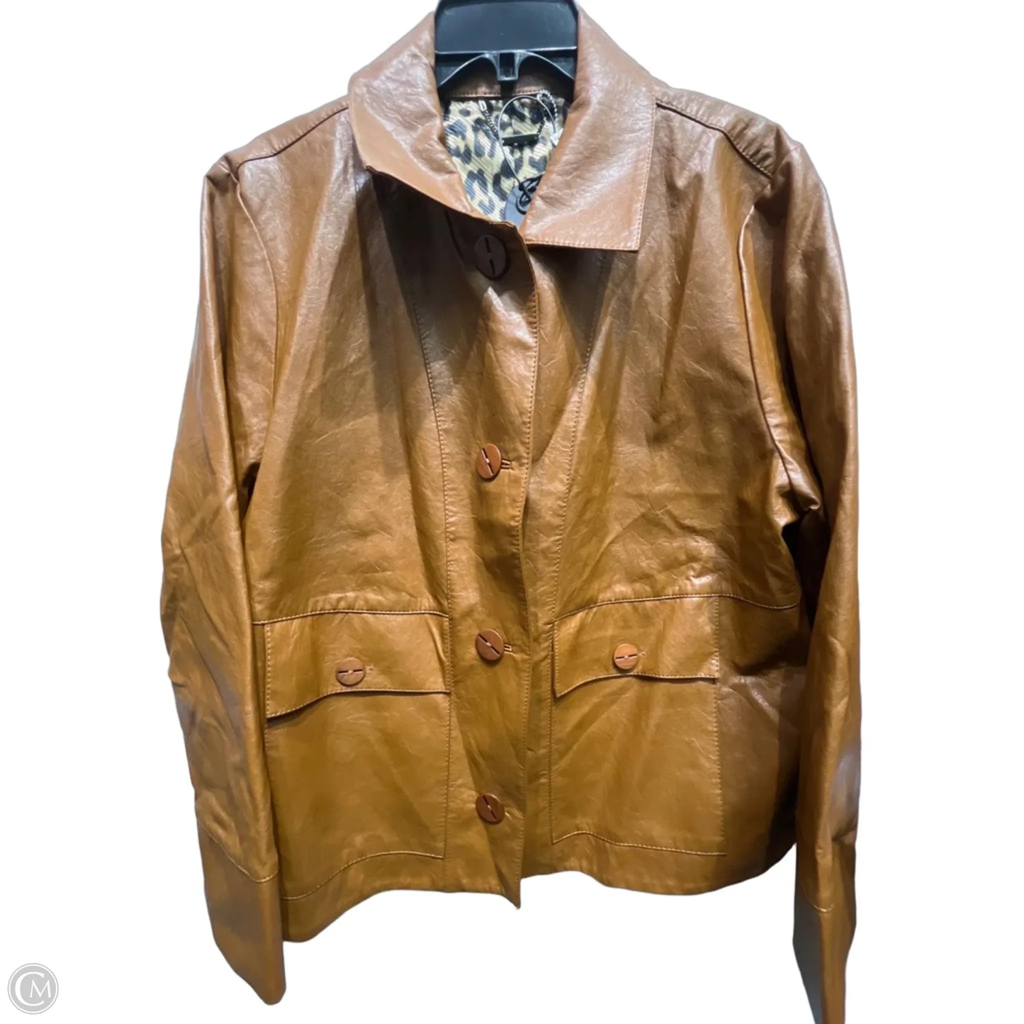 Jacket Moto By Chicos In Brown, Size: L