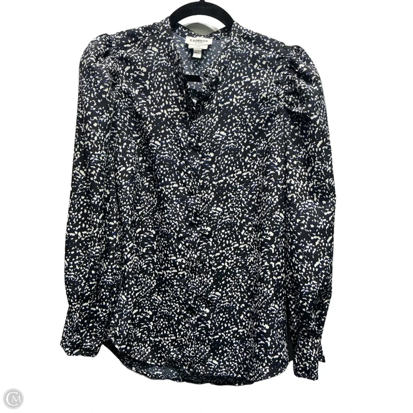 Top Long Sleeve By Express In Blue & White, Size: S