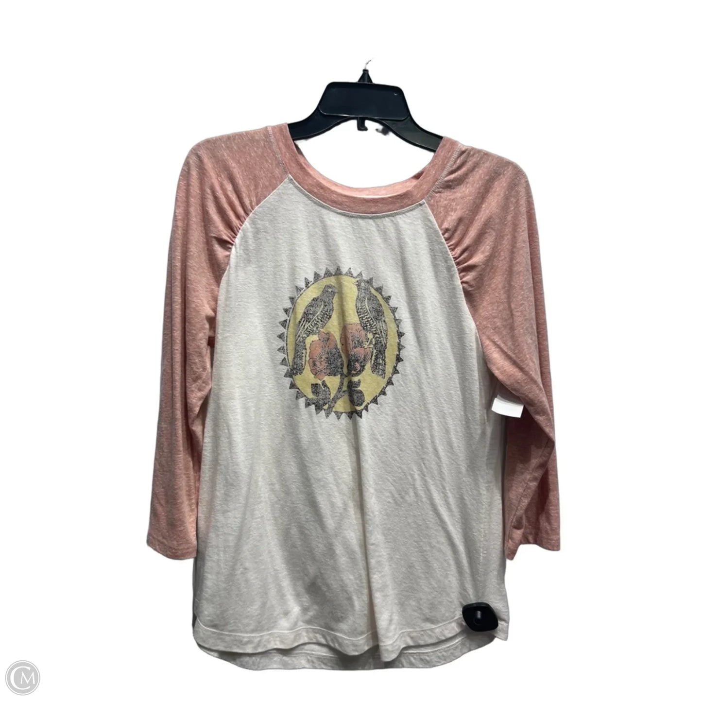 Top Long Sleeve By Anthropologie In Orange & White, Size: M