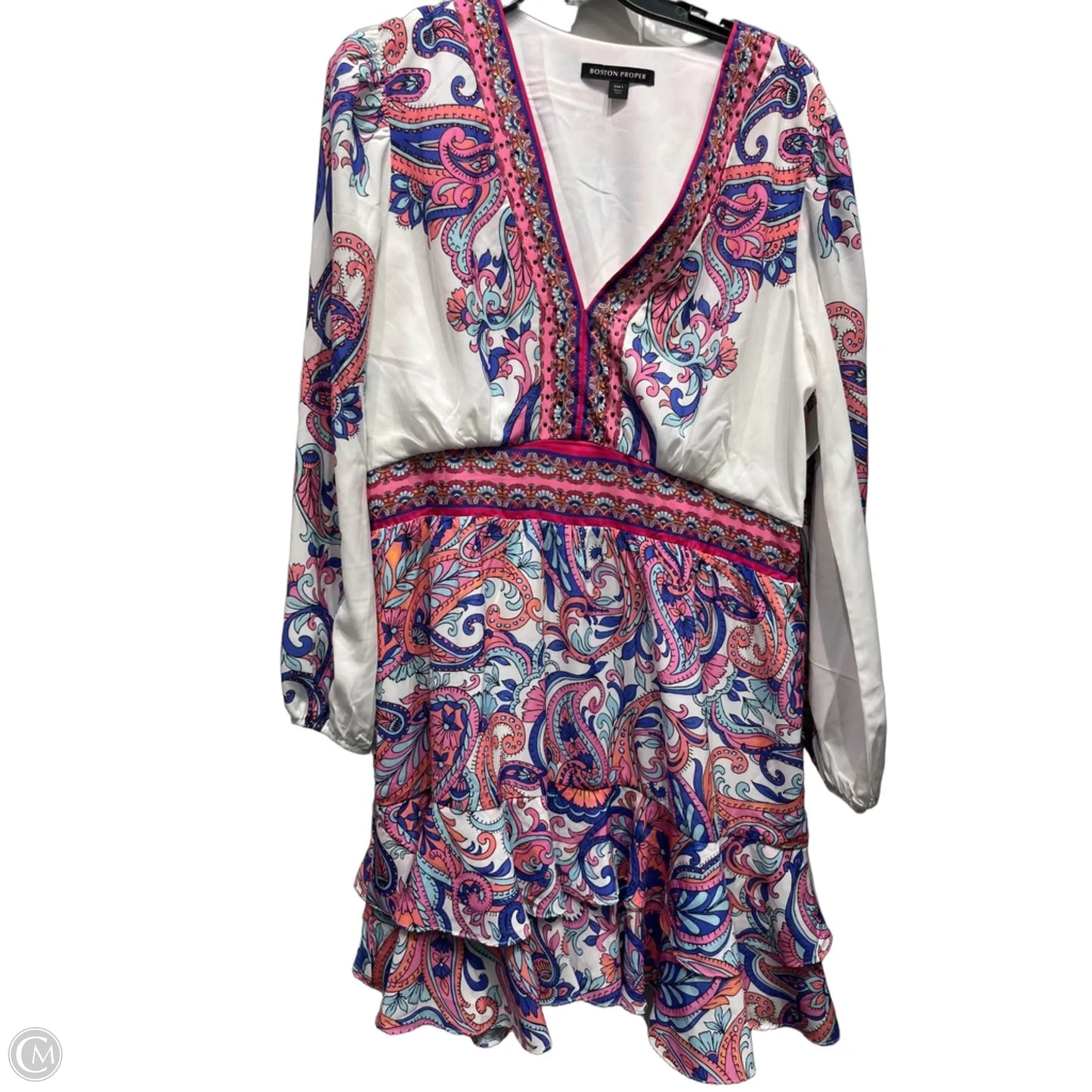Dress Casual Short By Boston Proper In Blue & Pink, Size: L