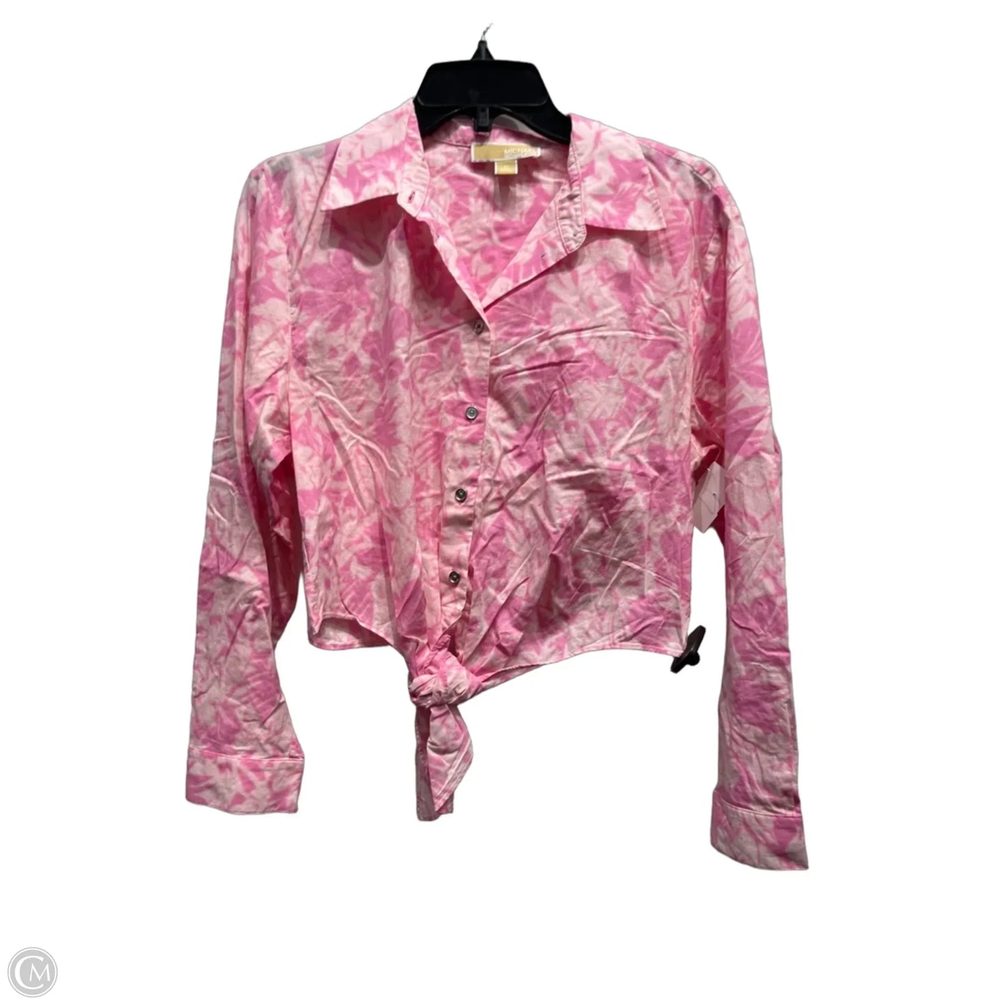 Top Long Sleeve By Michael By Michael Kors In Pink & White, Size: M