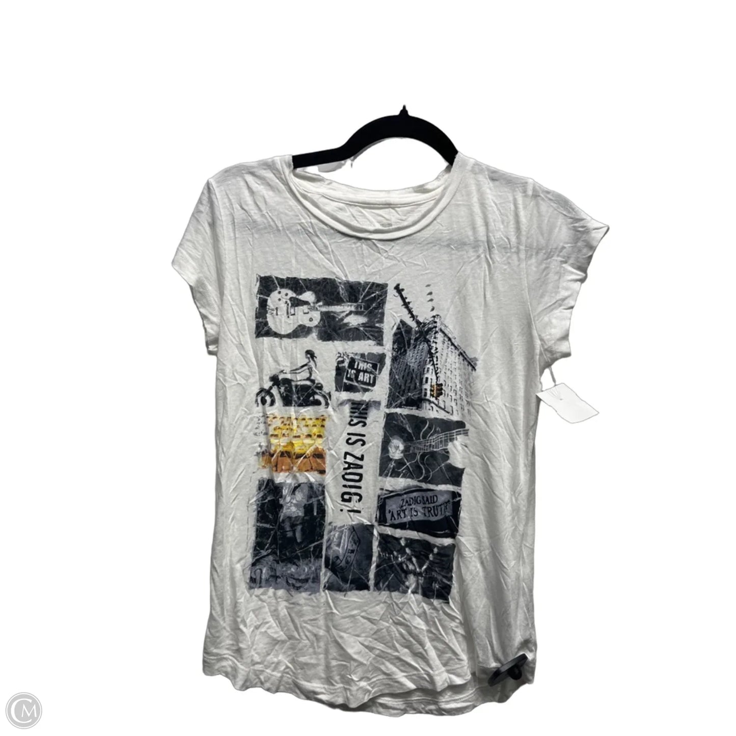 Top Short Sleeve By Zadig And Voltaire In Grey & White, Size: S