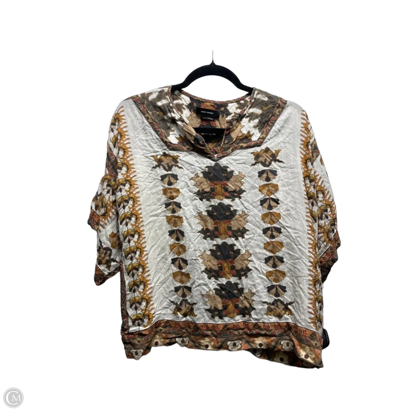Top Short Sleeve Designer By Isabel Marant In Brown & Cream, Size: 2