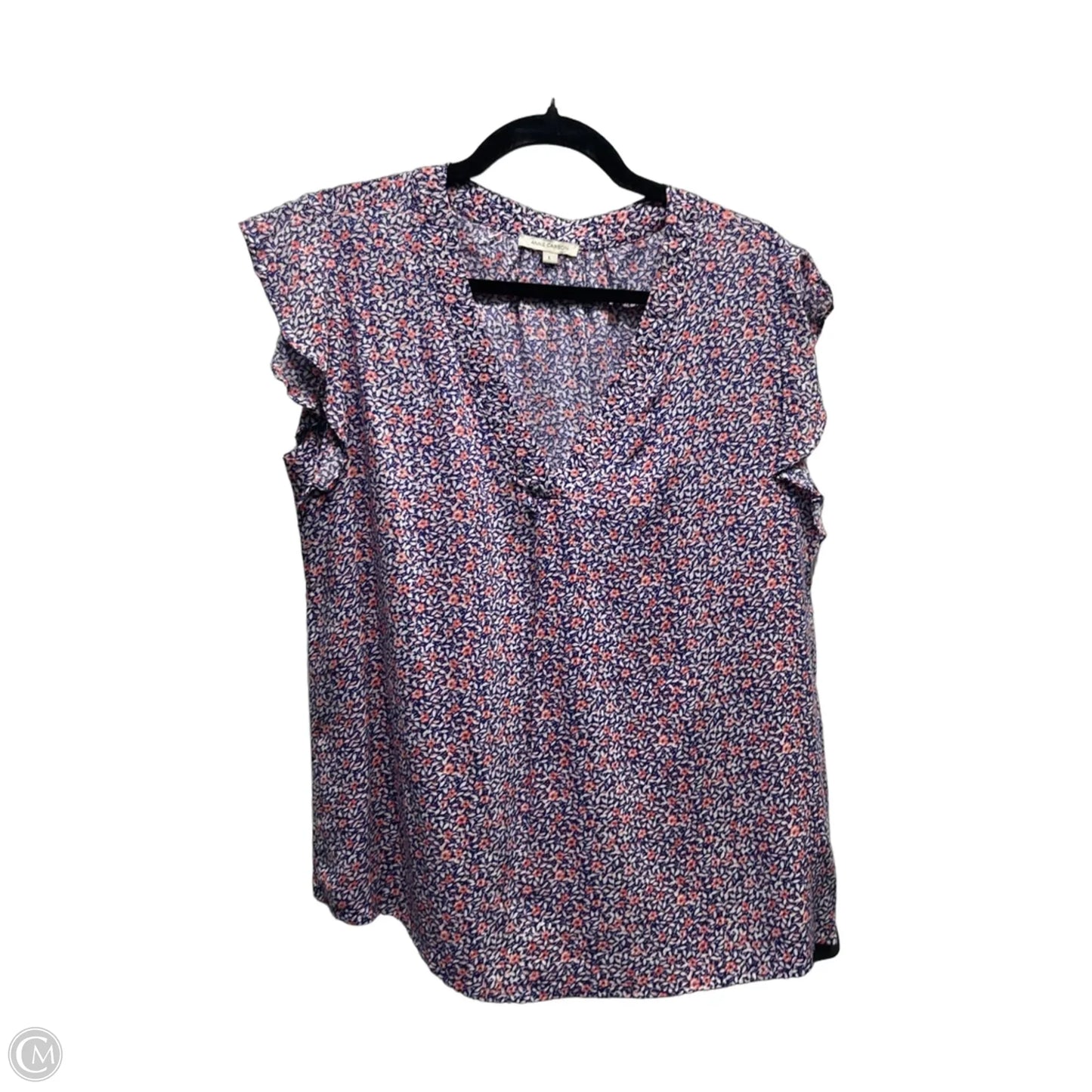 Top Short Sleeve By Anne Carson In Blue & Orange, Size: L