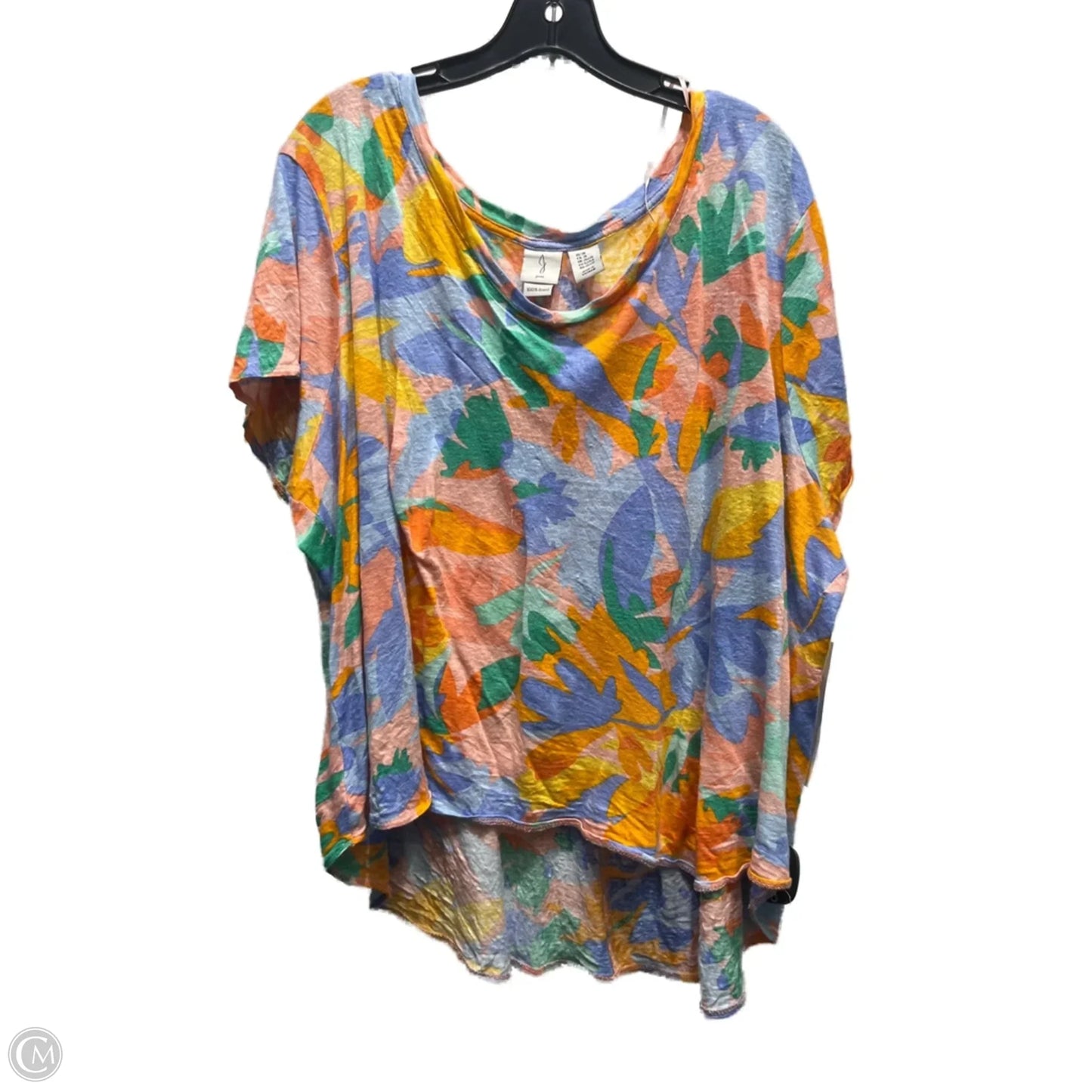 Top Short Sleeve By Joie In Green & Orange, Size: 3x