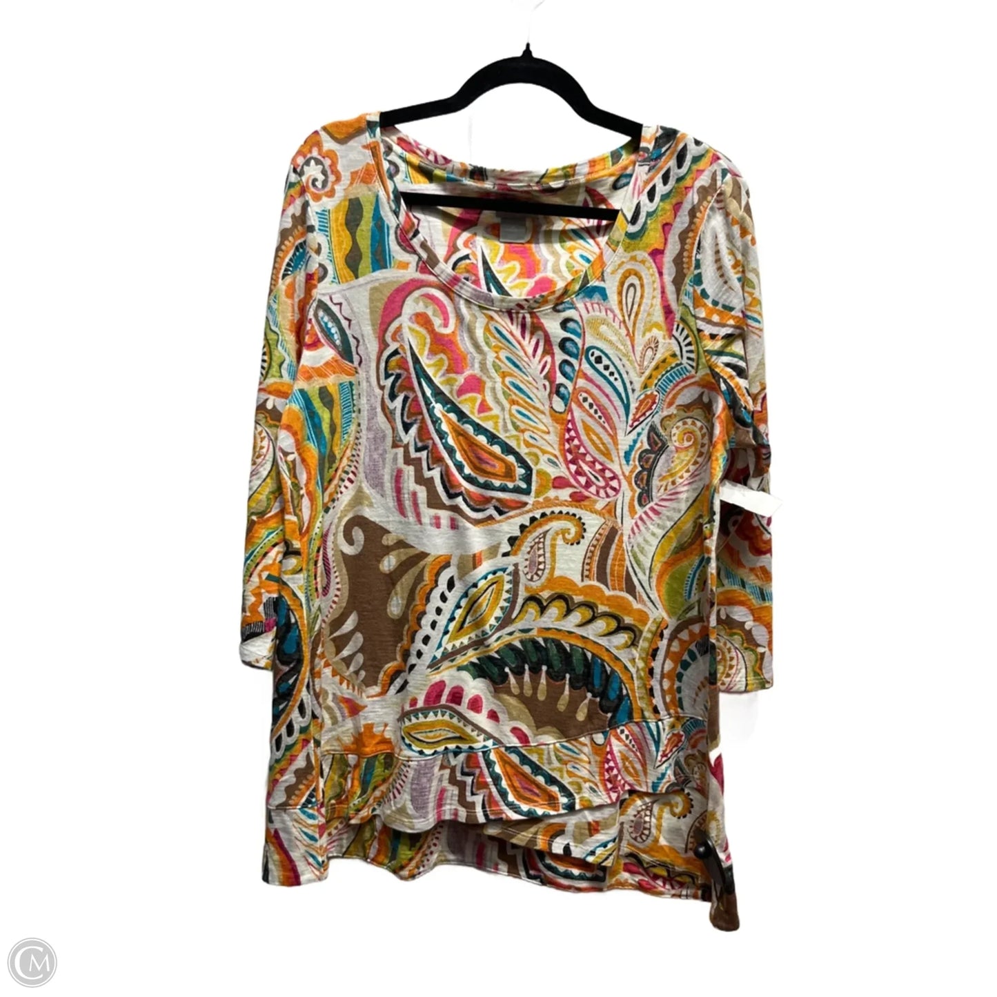 Top Long Sleeve By Chicos In Orange & Pink, Size: L