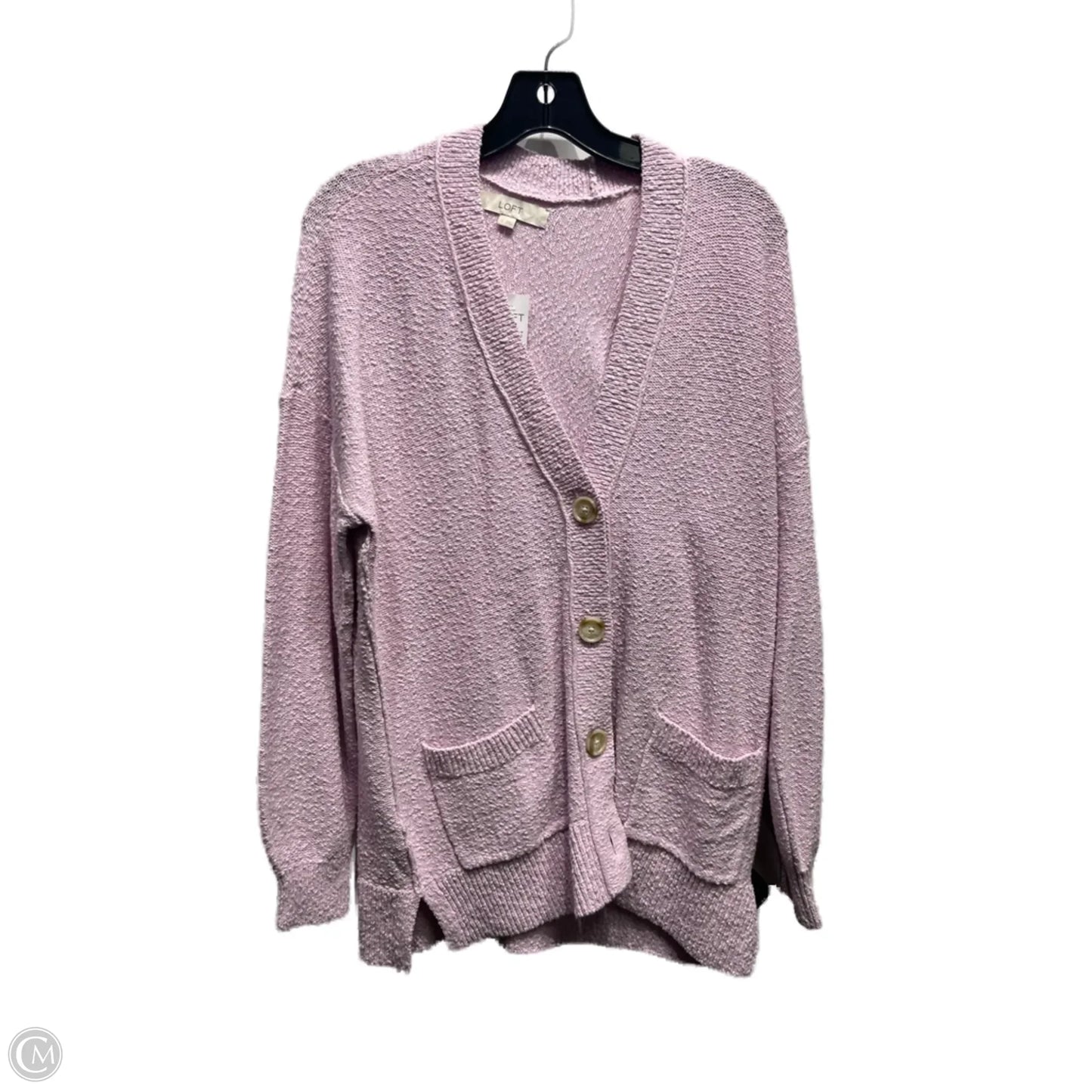Sweater Cardigan By Loft In Purple, Size: S