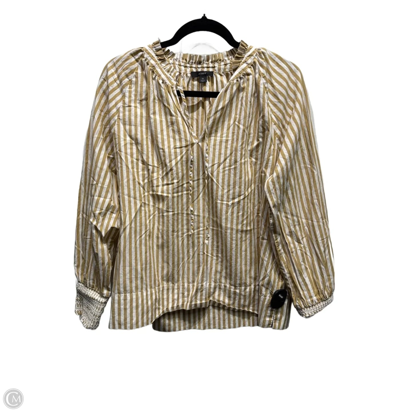 Top Long Sleeve By J. Crew In Brown & White, Size: M