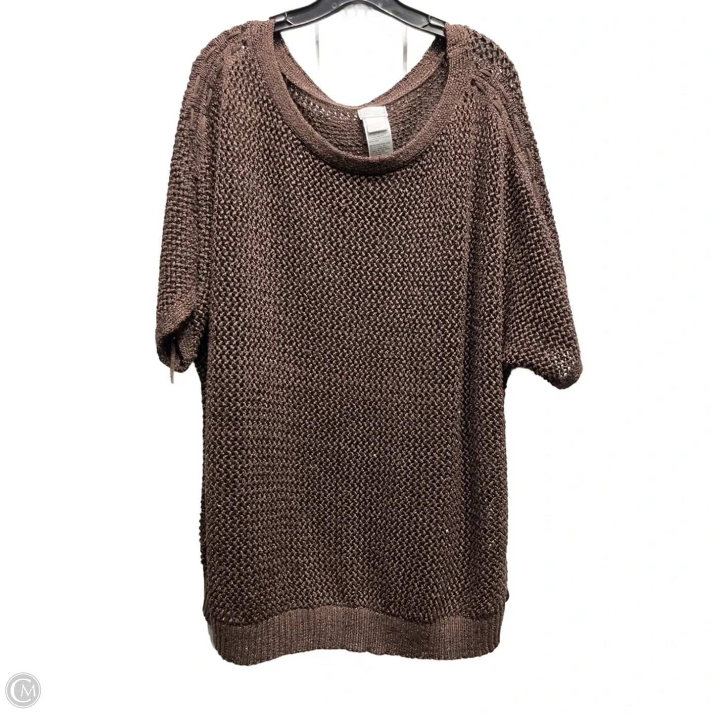Sweater Short Sleeve By Chicos In Brown, Size: 1x