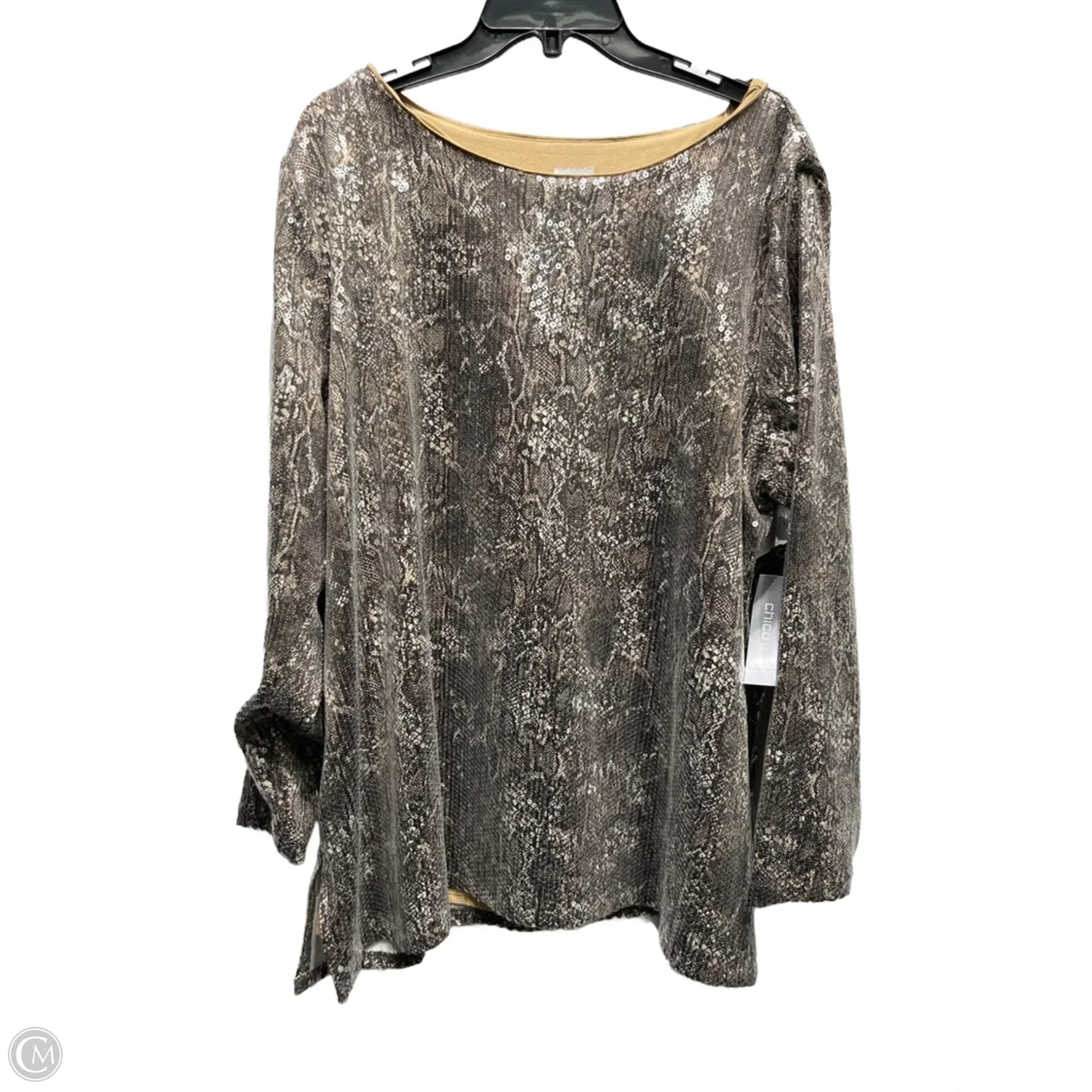 Top Long Sleeve Basic By Chicos In Gold, Size: 1x