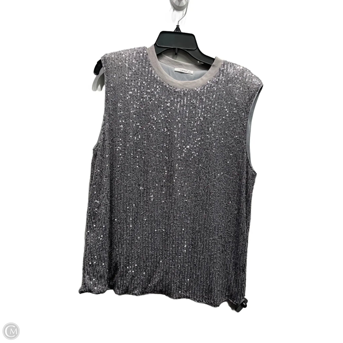 Top Short Sleeve By Timing In Grey, Size: L