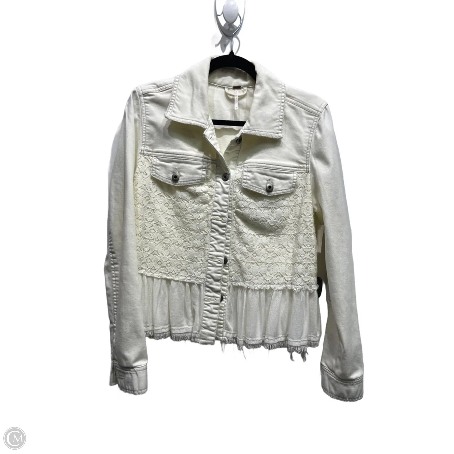 Jacket Denim By Free People In Cream Denim, Size: M