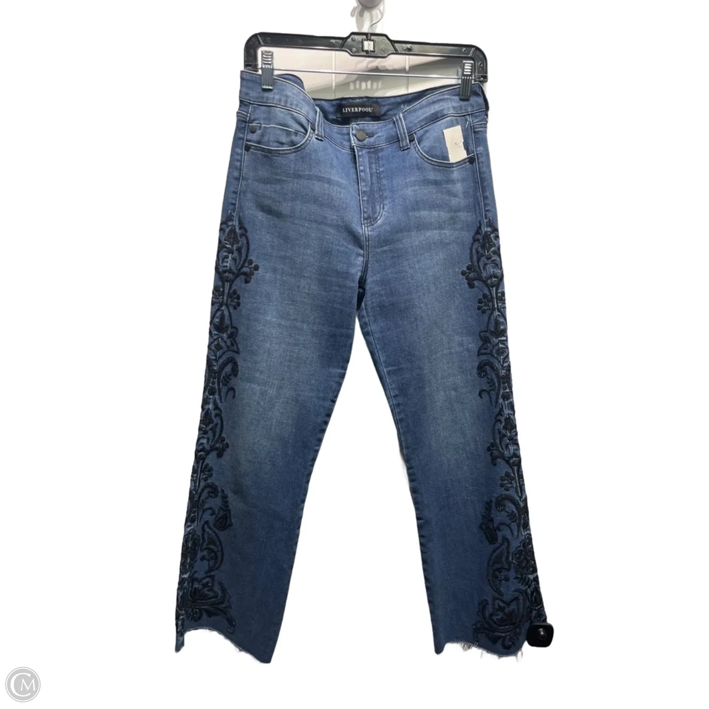 Jeans Straight By Liverpool In Blue Denim, Size: 8