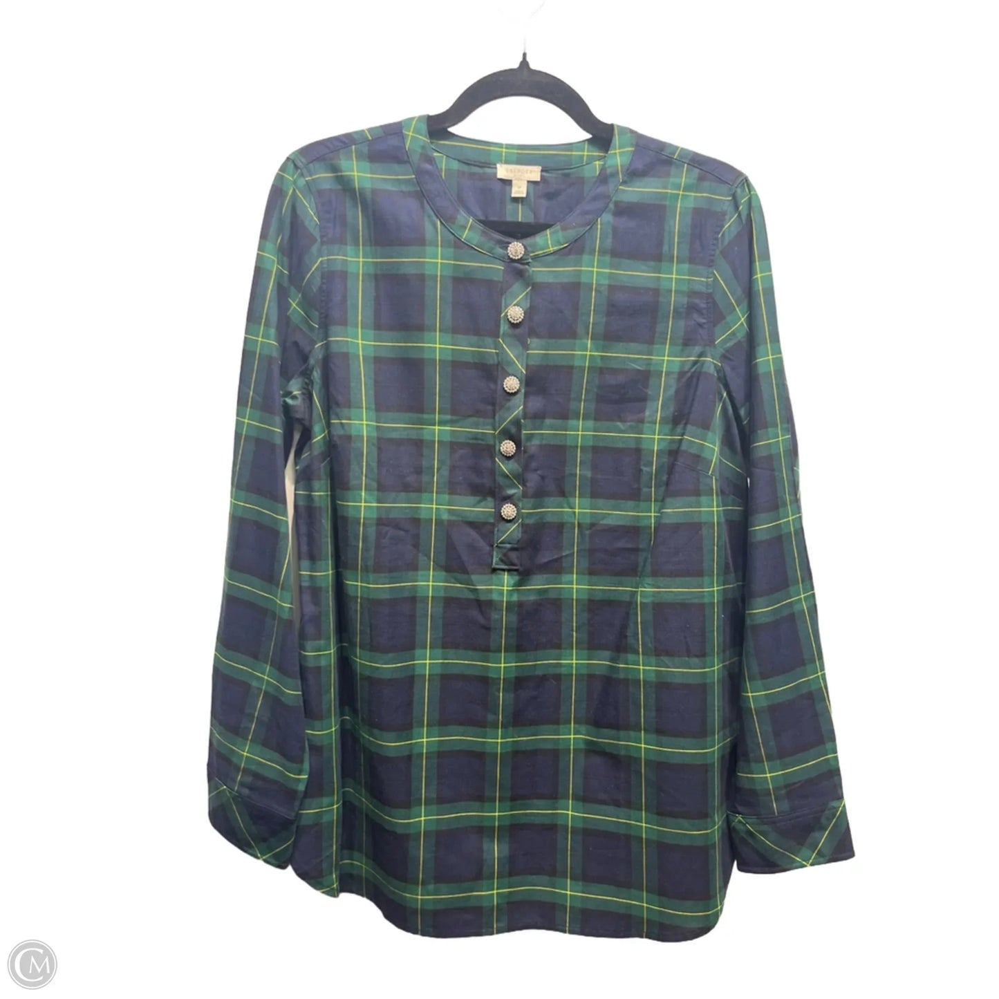 Top Long Sleeve By Talbots In Blue & Green, Size: M