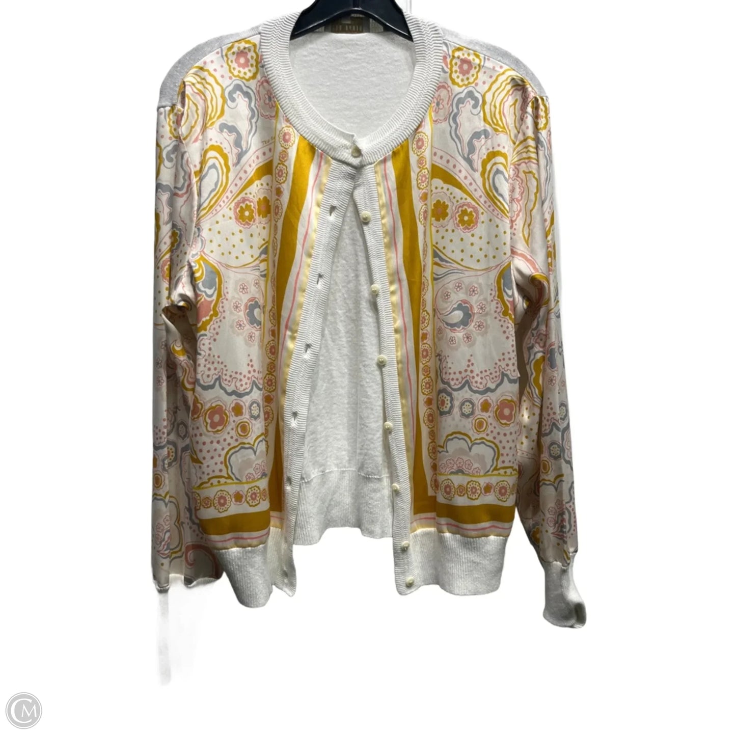 Sweater Cardigan By Ted Baker In Cream & Yellow, Size: M